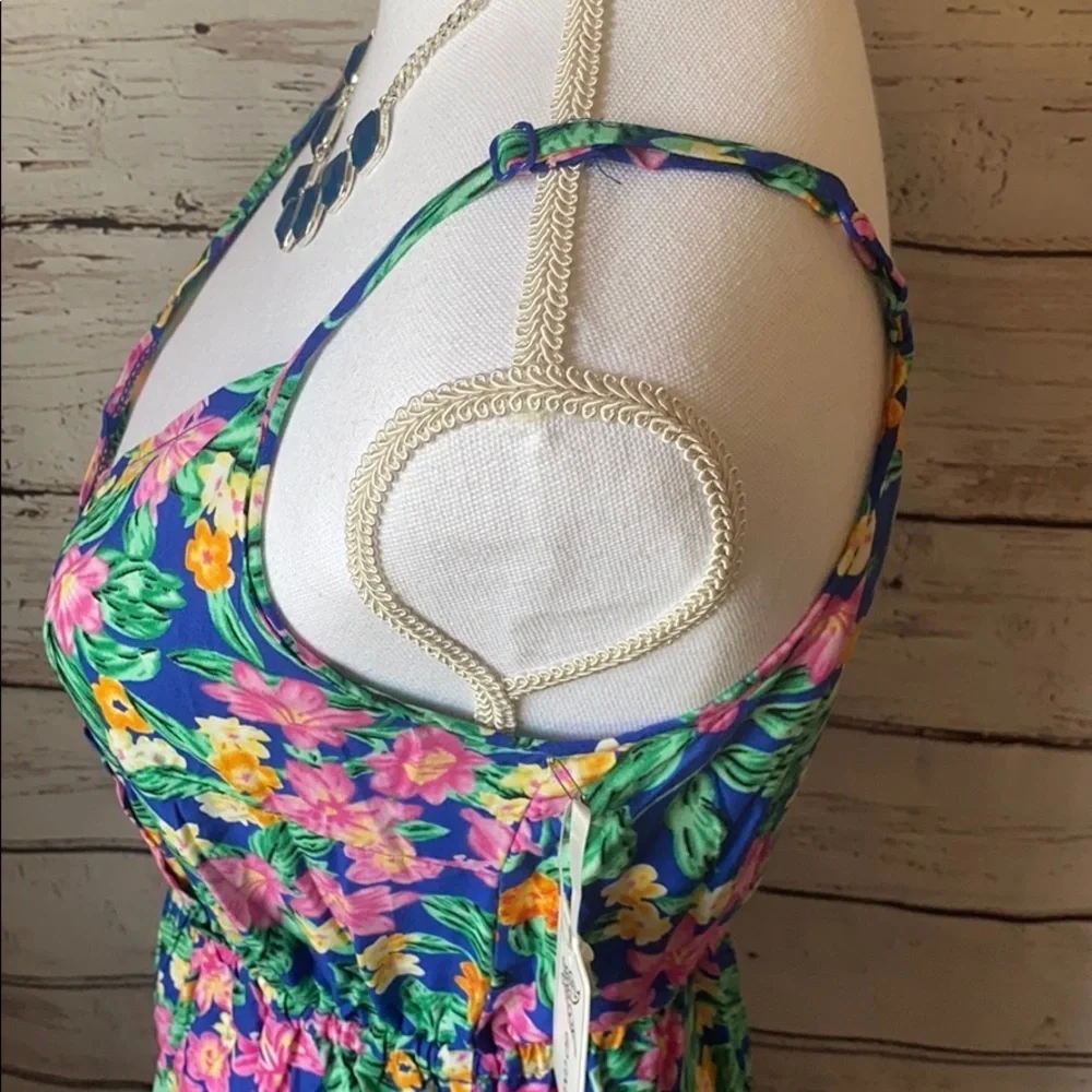 NWT GO COCO Small Hawaii Floral Vneck Jumpsuit - Picture 5 of 13